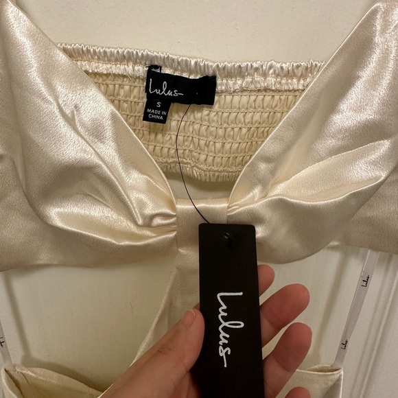 Lulus Need My Love Cutout Ivory Satin Midi Dress NWT - Picture 4 of 9